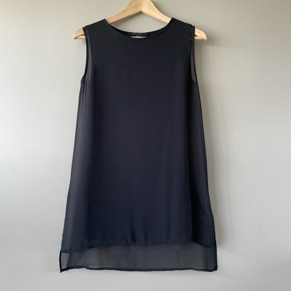 ALL SAINTS Black sleeveless top with sheer panel front size 0 women's shirt - Picture 1 of 10